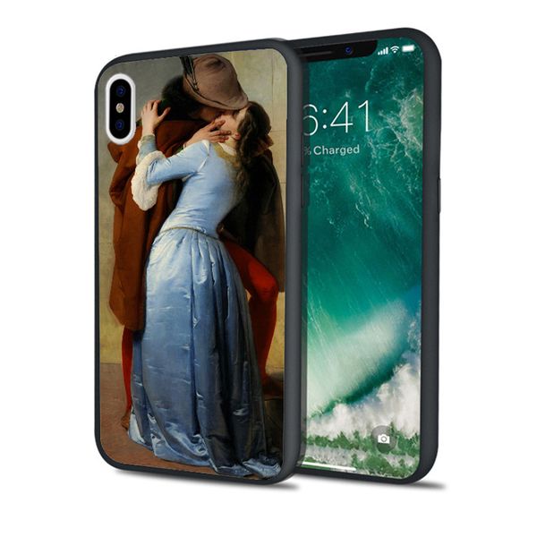 

coque luxury the kiss painting case for iphone 11 pro xs max xr 8 7 6s plus 5s se case soft silicone cover.