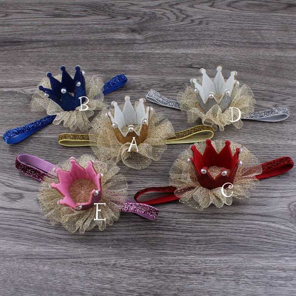 

10pcs/lot 5colors newborn mini felt crown+glitter elastic headband for girls hair accessories handmade luxe kids headbands, Slivery;white