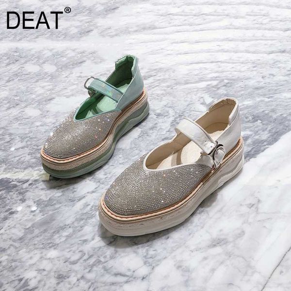 

deat]2020 square toe buckle strap crystal pu leather hit colors thick bottom platform shoes women new spring autumn tide 10h631, Black