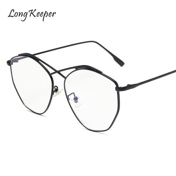 

vintage polygon metal frame personality college style clear lens eye glasses frames blue-light eye protection mobile phone game, White;black