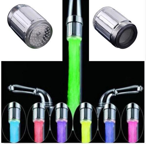 

luminous glow light-up led water faucet shower tap water nozzle head light bathroom kitchen faucets blue 3color 7 colors bathroom shower tap