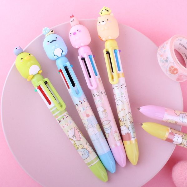 

1 pcs cartoon sumikko gurashi 6 colors ballpoint pen cute animal ball pen school office writing supply stationery gift escolar, Blue;orange
