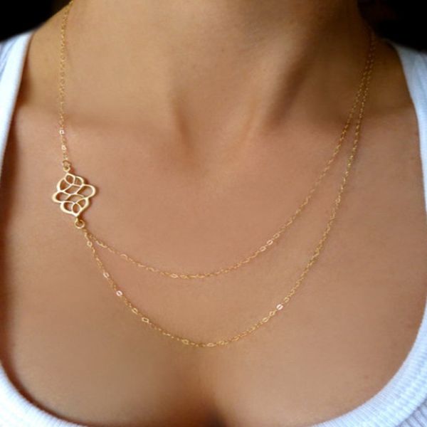 

geometric necklace women necklaces chain ladies hollow out cloud pendant girls jewelry gold color trendy korean alloy halskette, Silver