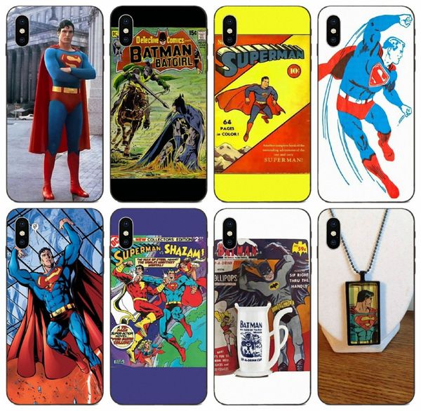 

tongtrade] comics manga caricature vintage superman on blue case for iphone 11 pro x xs max xr 6s 5s 5c plus galaxy j5 j7 honor 6c pro case