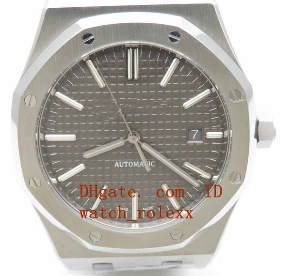 

41mm mens royal oak 15400 ss/ss black z+f my9015 mod 3120 gray checkered dial stainless steel 316f men's sport wristwatches, Slivery;brown