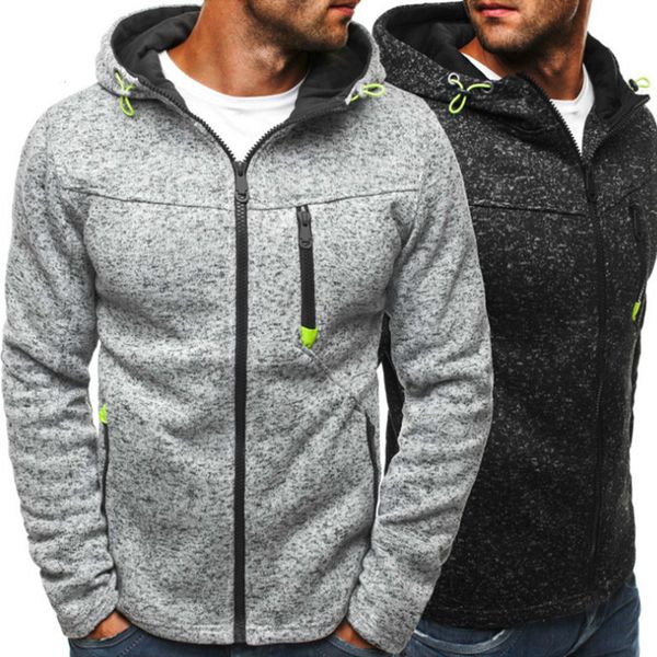 

2019 new men sports casual wear zipper copine fashion tide jacquard hoodies fleece jacket fall sweatshirts autumn winter coat, Black