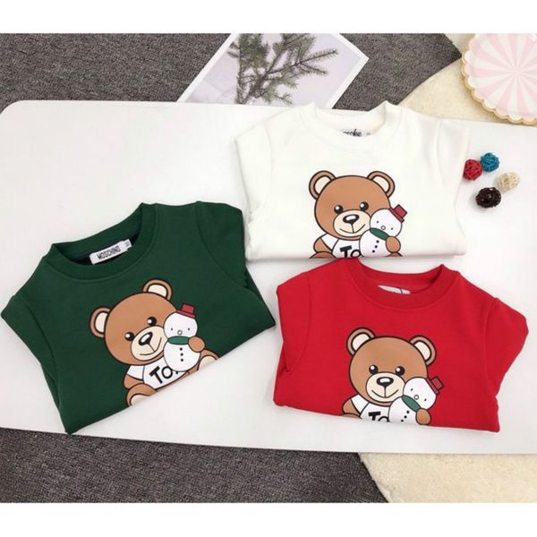 

kids designer hoodies new arrival fashion child brand letter printed with bear snowmen boys girls thick sweatshirts 2020, Black