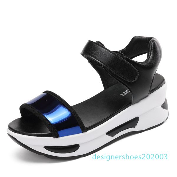 

горячая распродажа-летние студенты плоские сандалии кожа zapatos mujer сандалии эспадрильи клин chaussures femme scarpe donna сандалии глади, Black