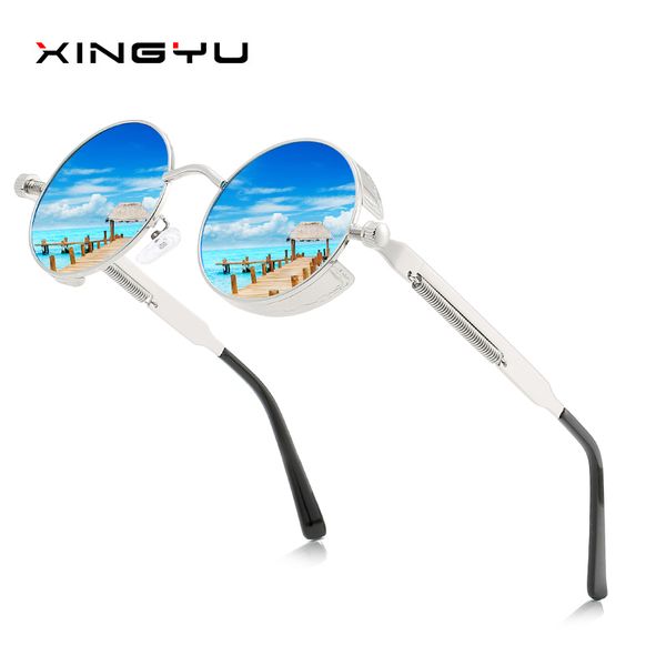 

xingyu new round style mirrored les sunglasses women steampunk cool spring brand design sun glasses okulary gafas, White;black
