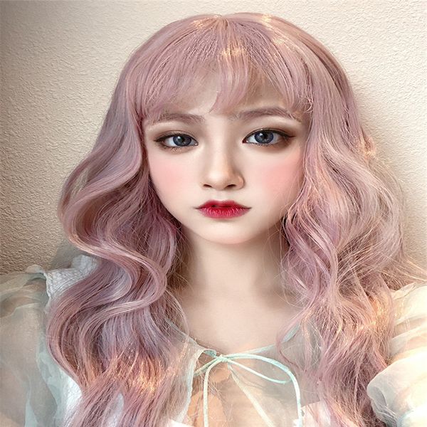 Wig Female Long Hair Fluffy Natural Big Wave Net Red Round Face