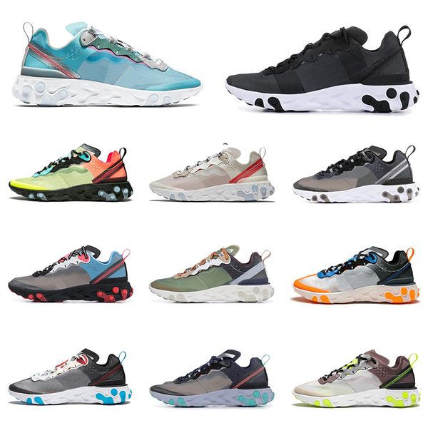 

react element 87 55 running shoes for men women white black royal tint sail mens trainer sports sneakers breathable runner size 36-45