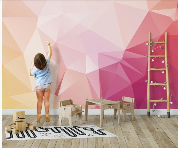 обои для стен 3 d для гостиной Современной минималистской розового стерео геометрического фона стены