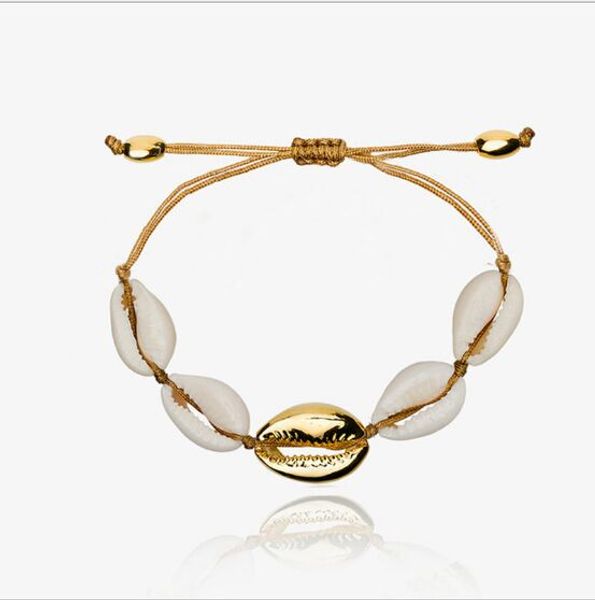 

1pc cowrie shell bracelet femme adjustable boho macrame friendship real seashell bracelet mothers day jewelry gift 7694, Golden;silver