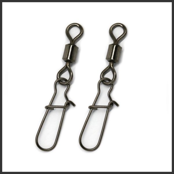 

50pcs fishing rolling swivel with insurance snap fishing snap swivel lure connector