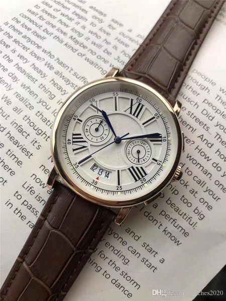 

modern womens quartz watch with brown leather ladies designer watches big size round case watch roman number hour mark wristwatch with date, Slivery;brown