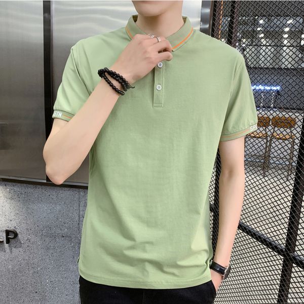 

летние мужские хлопок высокого качества прохладный и дышащий короткий рукав рубашки тонкий отворотом мужская мода половина рукава футболки t, White;black