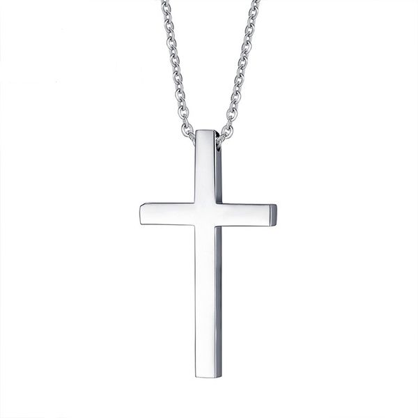 

silver color fashion men's cross pendant necklace stainless steel link chain necklace jewelry gift for men boys j237