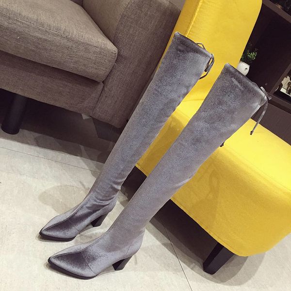 

bootee woman 2019 winter shoes women clogs platform zipper lady boots chunky heel thigh high heels high luxury, Black