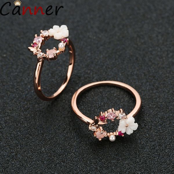 

trendy cubic zircon rings for women flower opal ring wedding round pearl rings engagement wedding jewelry anillos gifts f40, Slivery;golden