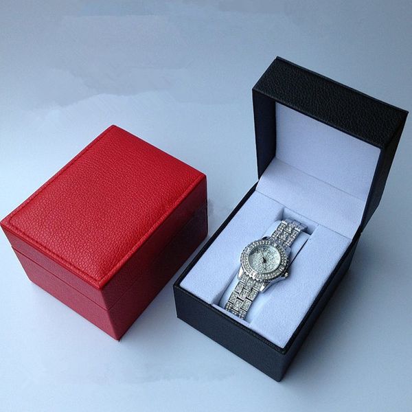 

wholesale leather brand watch box red quanlity watch storage case fashion gift packing box b085, Black;blue