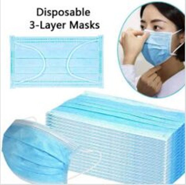 

В наличии!!! 3-слойная Одноразовое лицо Роты маски Anti-Haze Dust Proof ушной маски противотуманно Маски ZZA1919 200шта