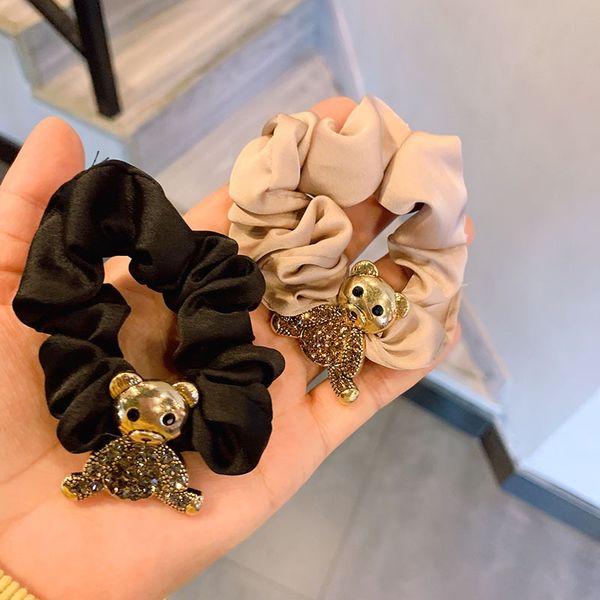 

multi lady girl hair scrunchy ring elastic hair pure color flower plaid large intestine sports dance scrunchie hairband b353, Slivery;white