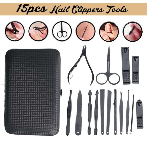 

new 15pcs/set professional stainless steels nail art clippers scissors tweezer knife manicure set nail tool art tools