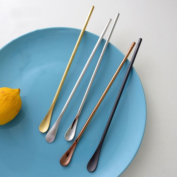 

stainless steel stir bar japanese style mirror coffee strirring spoon with short/long handle gold silver drinking accessory