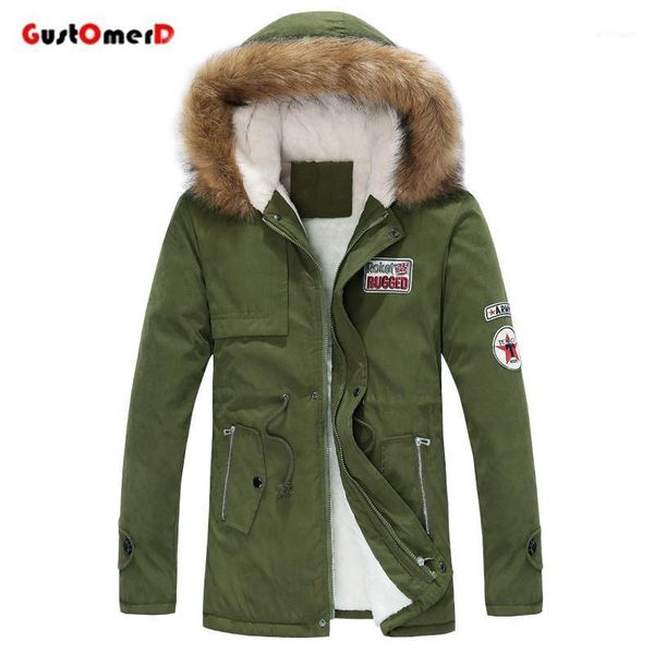 

fashion fur collar long style lovers winter jacket casual slim fit army winter coat men warm parka men size m-xxxl1, Black
