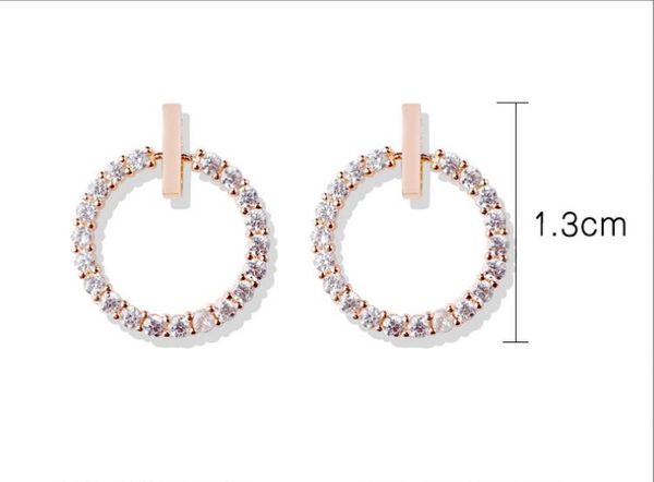 

female designer earrings s925 silver accessories luxury fashion hip hop personality simple circle drill anti-allergy mini earrings jewel, Golden;silver
