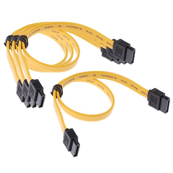 

4x 180° sata cable serial ata data cord with locking latching 26awg 11.8inch