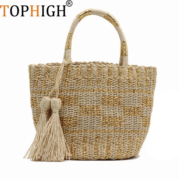 

tophigh женщина соломенной сумки bohemian rattan бич сумка ручного kintted crossbody ковш сумка лето кисточка бич сумка e75