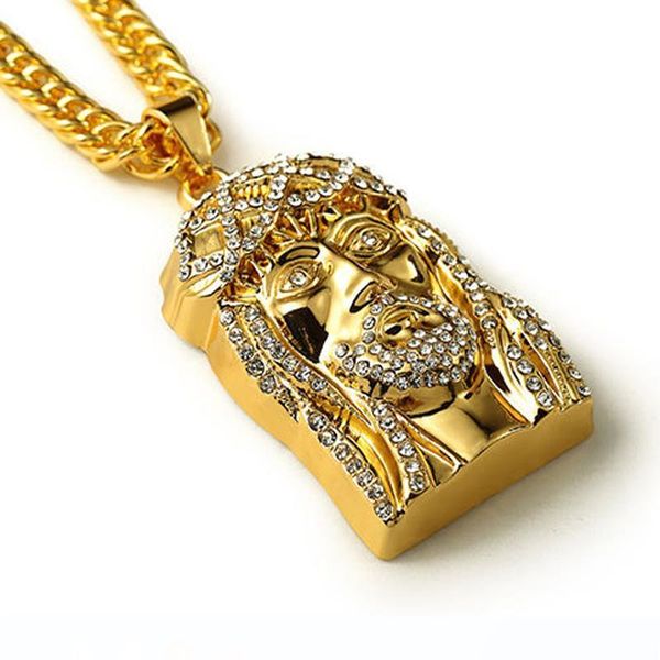 

позолоченный иисус христос кусок head face hip hop ожерелье шарма цепь для мужчин и женщин модного праздничных аксессуаров, Silver