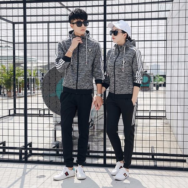 

spring couple clothes sport couple suits leisure sweatshirt men women winter hoodies sport suit lovers, Black;blue