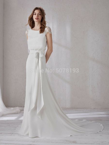 

2019 элегантный фронт о-образным вырезом v-назад короткие кружевные рукава-линии шифон длинные вечерние dresspleatbuttonsbow бесплатная дост, White;black