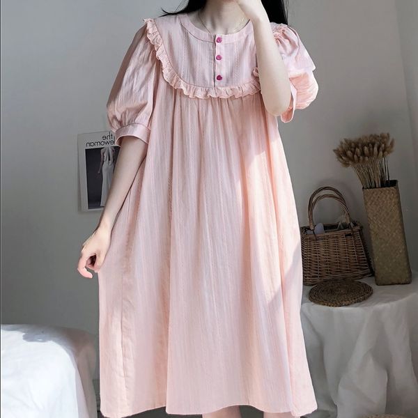 

2020 pajamas nightgown women's summer cotton short-sleeved clothes home furnishing clothing princess style home clothes, Blue;red
