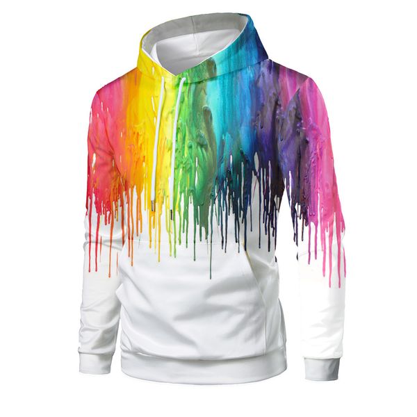 

mens designer 3d digital color paint printing pocket pullover fashionable hat sweater, Black