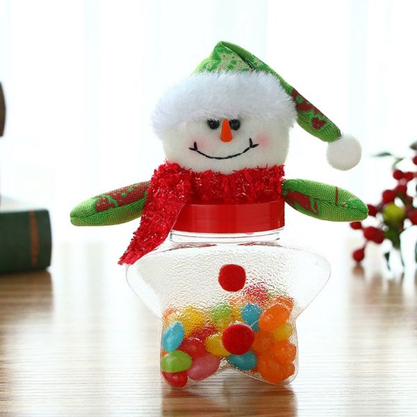 

1pcs christmas candy storage box jar bottle xmas decor pentagram snowman