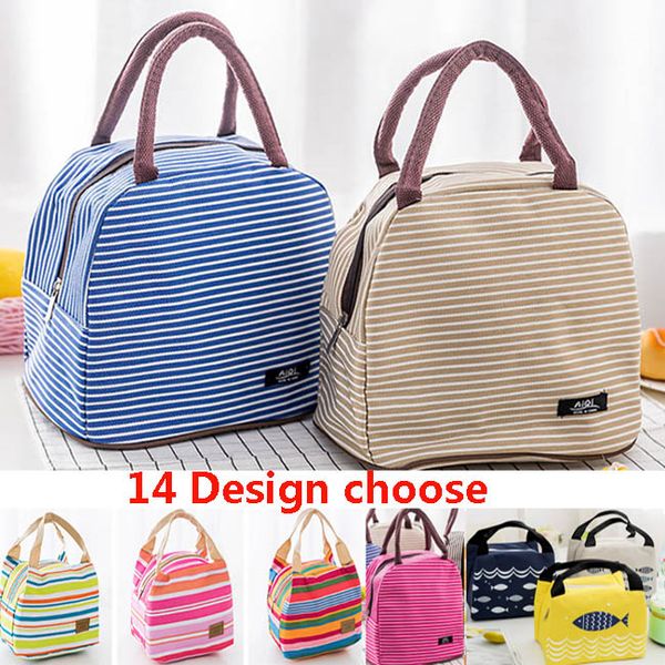 

14 design lunch bag tote bag lunch organizer handle insulation cold picnic food storage box thermal canvas box can make fba xd20378