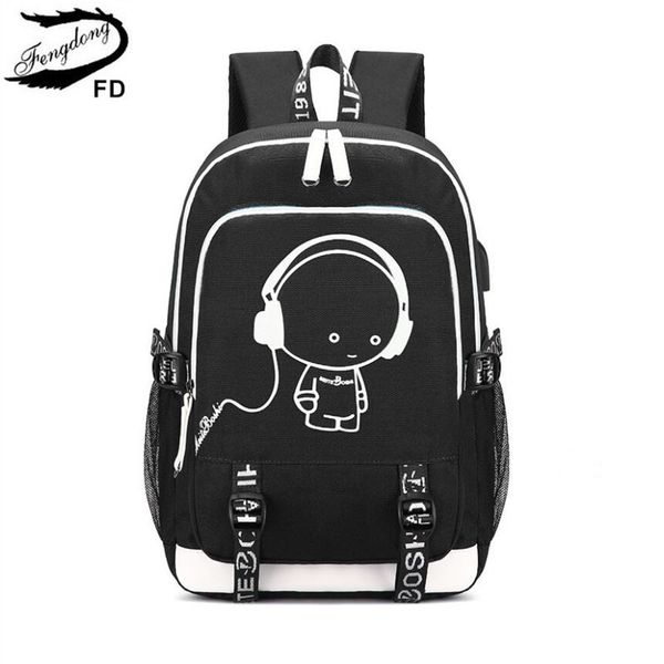 

fengdong cute school backpack for girls waterproof school bags for women schoolbag backpack usb charge lapcomputer bag 15.6