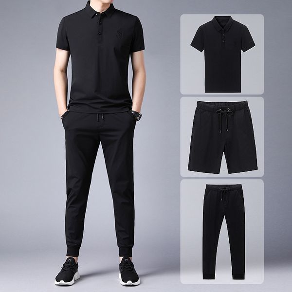

2020 men's new summer short sleeve sports and leisure suit men's korean pullover thin suit, Gray