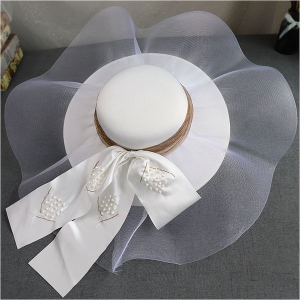 

французский свет роскошная свадебная шляпа 2020 супер фея белый атлас темперамент свадебное платье платье фото путешествия фотографии аксесс, Blue;gray