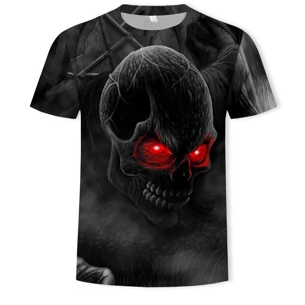 

mens designer casual digital skull clown round collar t-shirt, White;black