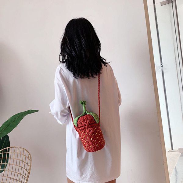 

симпатичные клубника форма ручной вязки сумка сумка фрукты пастырской boho