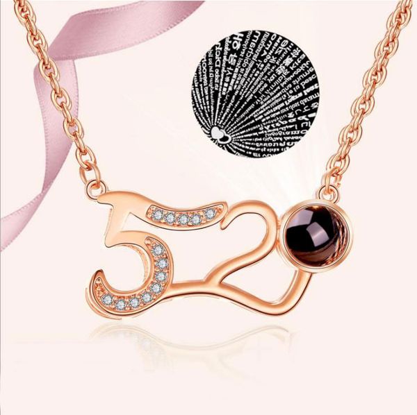 

520 wedding projective necklace i love you symbol of steadfast the memory of love different languages for i love u, Silver