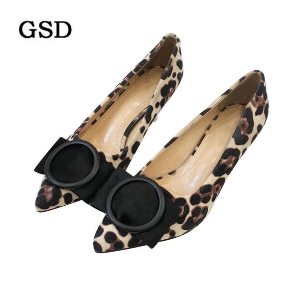 

classics high heels leopard shoes woman pumps office lady pointed toe flock 6 cm wedding sapato feminino, Black