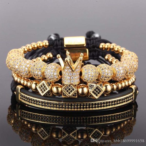 

3pcs/set couple bracelet/stainless steel beads/crown/2018/for lovers/bracelets for women men luxury jewelry man pulseira bileklik, Golden;silver