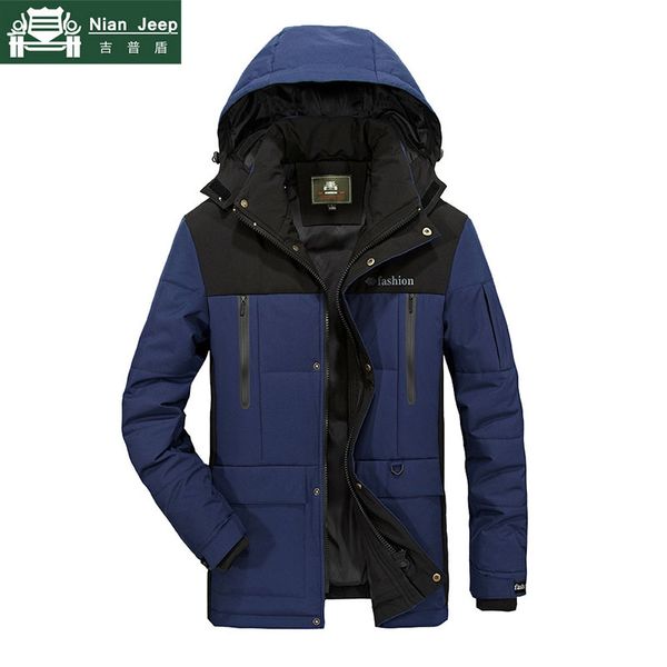

hooded parka men winter thick warm jacket outwear windproof coats casual stand collar parka hombre jackets male, Tan;black