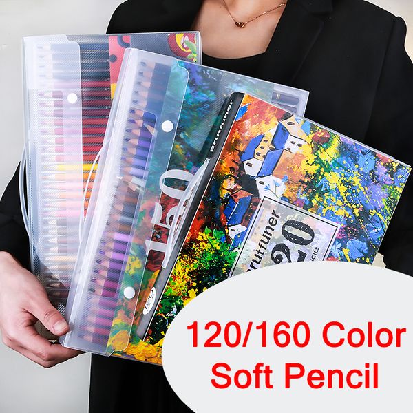 

brutfuner 120/160 colour soft oil pencil set 150 watercolor pencil colouring pencils for kids skechers students drawing gifts y200428