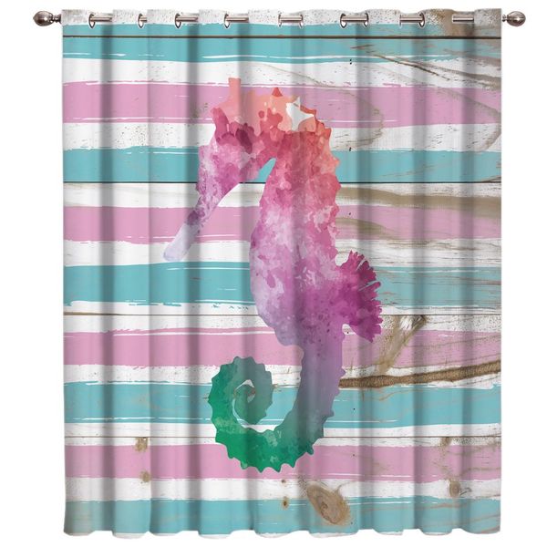 

watercolor seahorses on the board window blinds living room bathroom blackout bedroom indoor fabric window treatment ideas